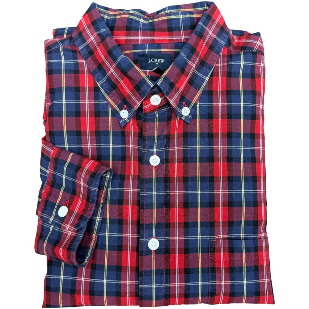 Men's J. CREW Long‎ Sleeve Button-Down Tartan Dress Shirt | Size L